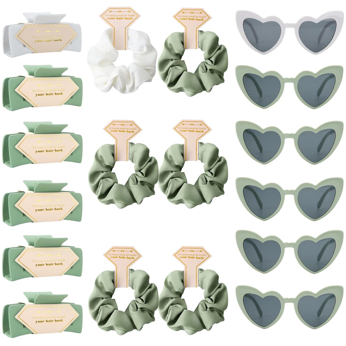 18pcs Bridesmaid Scrunchies Proposal Gifts Bachelorette Hair Claws Clips Girls heart sunglasses for