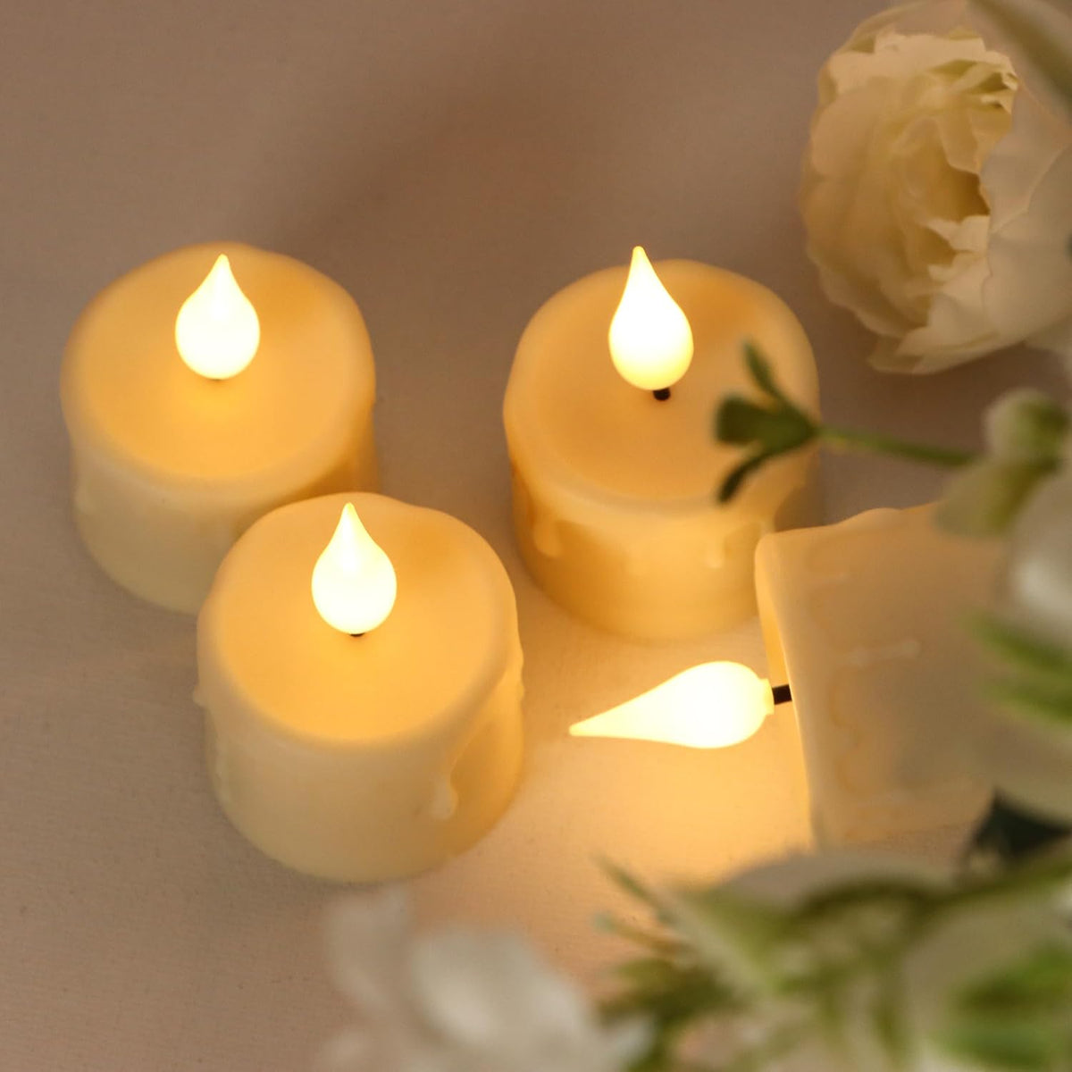 FREEPOWER Rechargeable Flameless Tea Lights with Remote Timer, Soft 3D Wick LED Tealights Candles