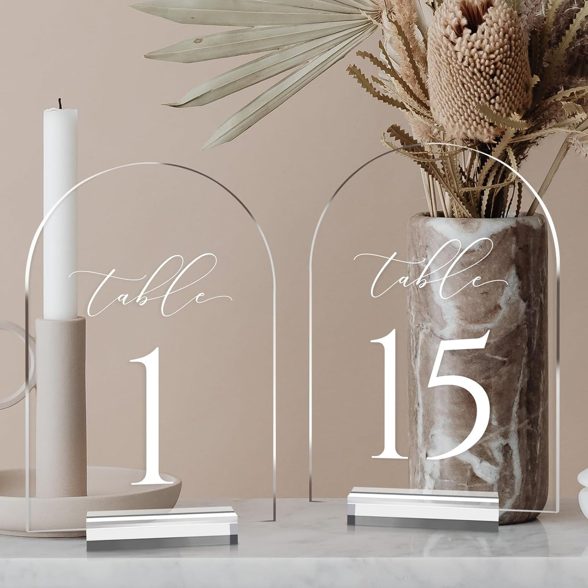 JINMURY Clear Arch Table Numbers for Wedding, 5x7 Inch Arched Acrylic Table Numbers 1-15 with
