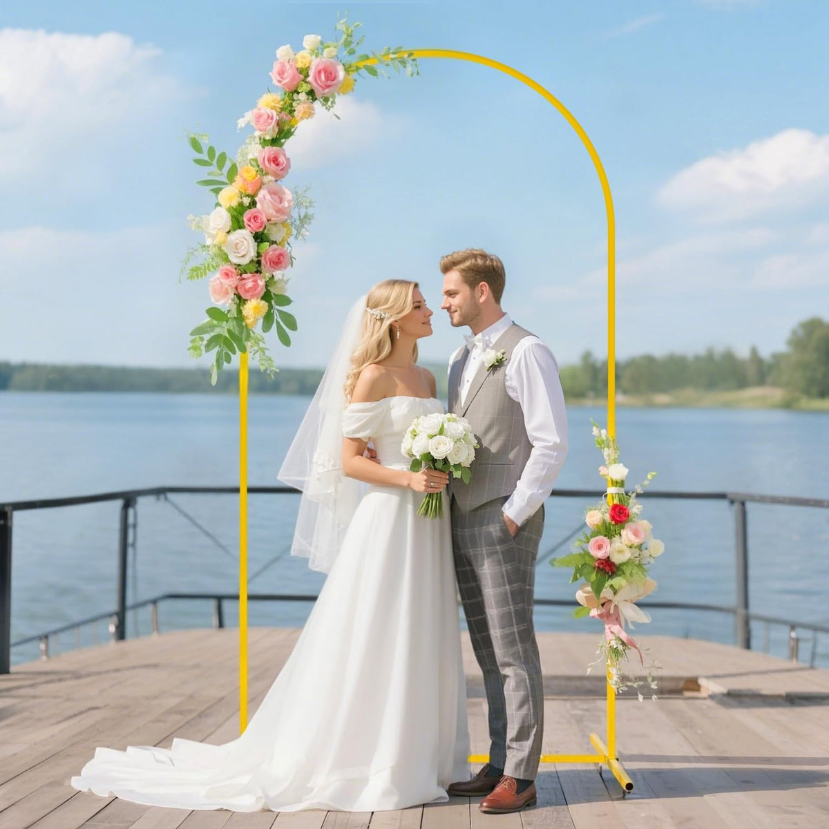 FUHSY Metal Arch Backdrop Stand and Cover Set Party Arch Stand 7.2FT Arches Backdrop Cover Wedding