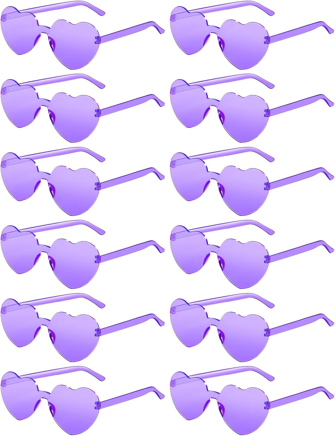 12 Pairs Heart Shaped Sunglasses for Women Colorful Glasses Fun Trendy Transparent Heart Sunglasses