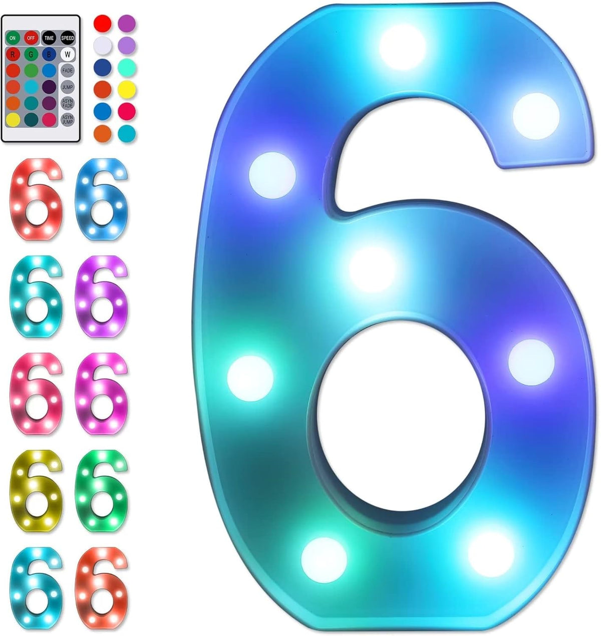 Foaky Colorful LED Number Lights with Remote, Marquee Light Up Number Sign for Night Light