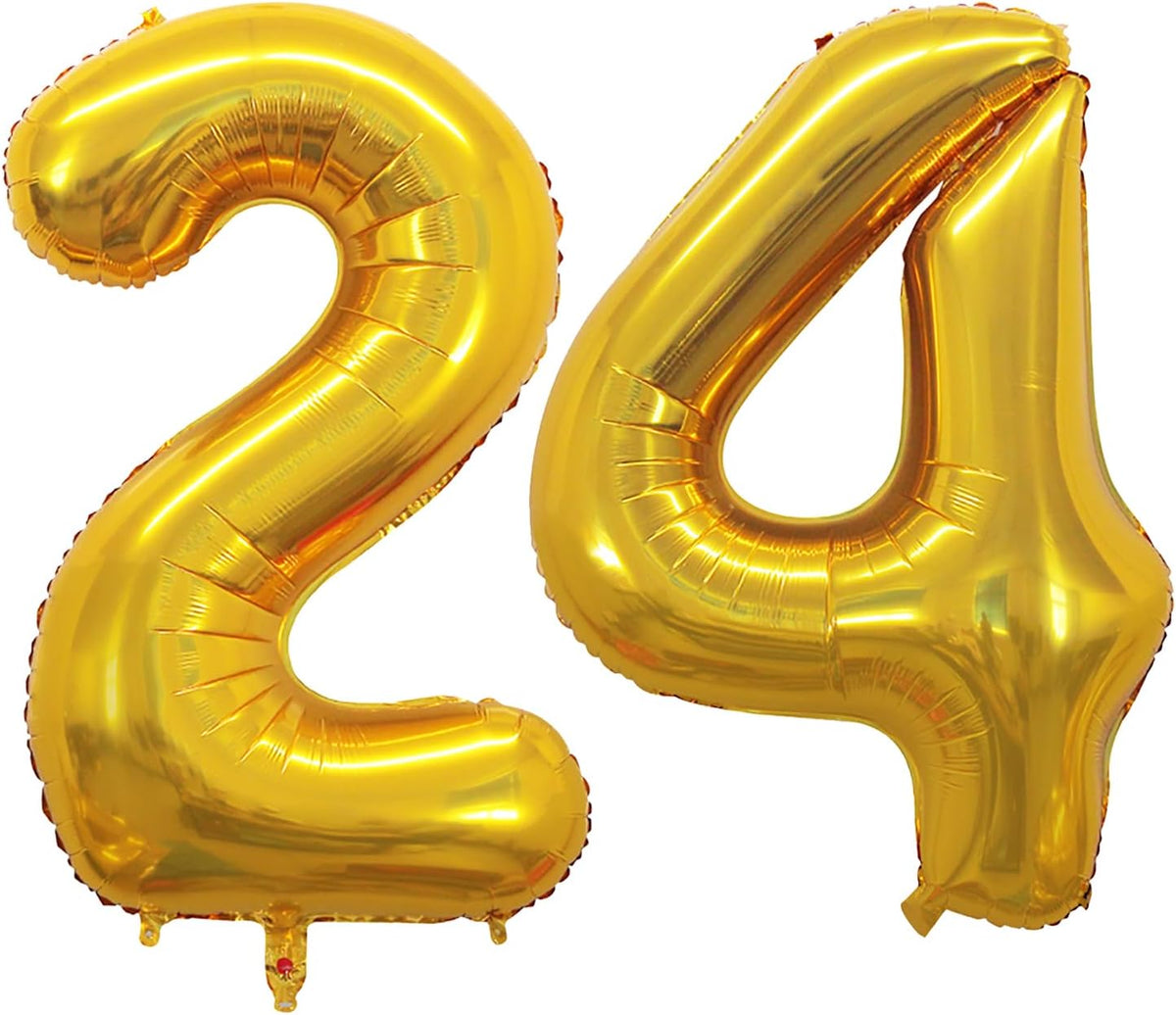 GOER Number 24 Balloons for 24th Birthday Party Decorations,42 Inch Jumbo Foil Helium 42 Balloons