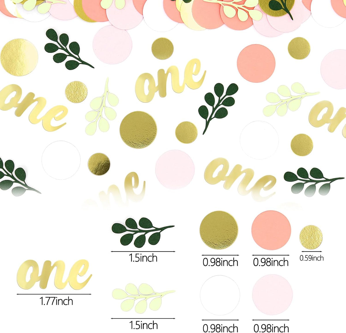 300PC Pink and Sage Green 1st Birthday Confetti First Birthday Decorations for Girl Dots Table