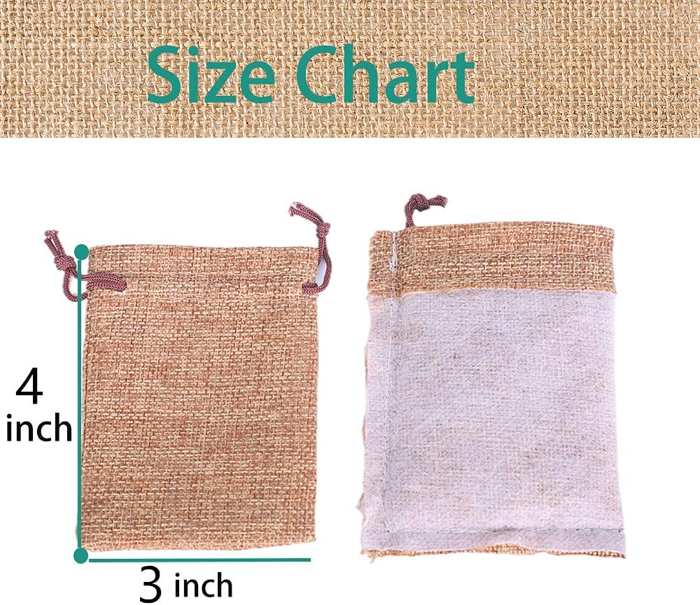 LYSXP 50PCS Burlap Bags with Drawstring，3x4 Inch Drawstring Gift Bag Jewelry Pouches for Wedding