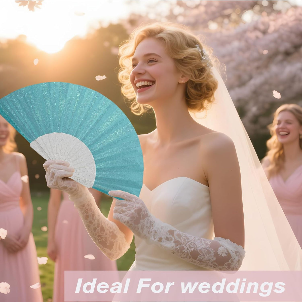 24 Pack Handheld Fan,Folding Hand Glitter Fan with Shining Transparent Fan Rib – Ideal for Wedding