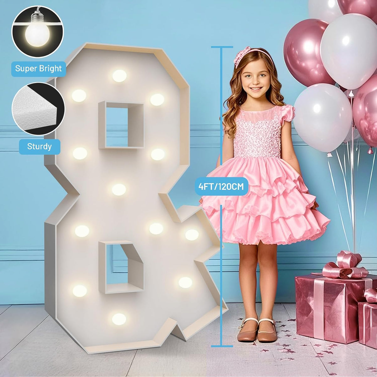 4FT Marquee Light Up Letters &,Party Decoration Large Marquee Light Up Letters with Weighted Water