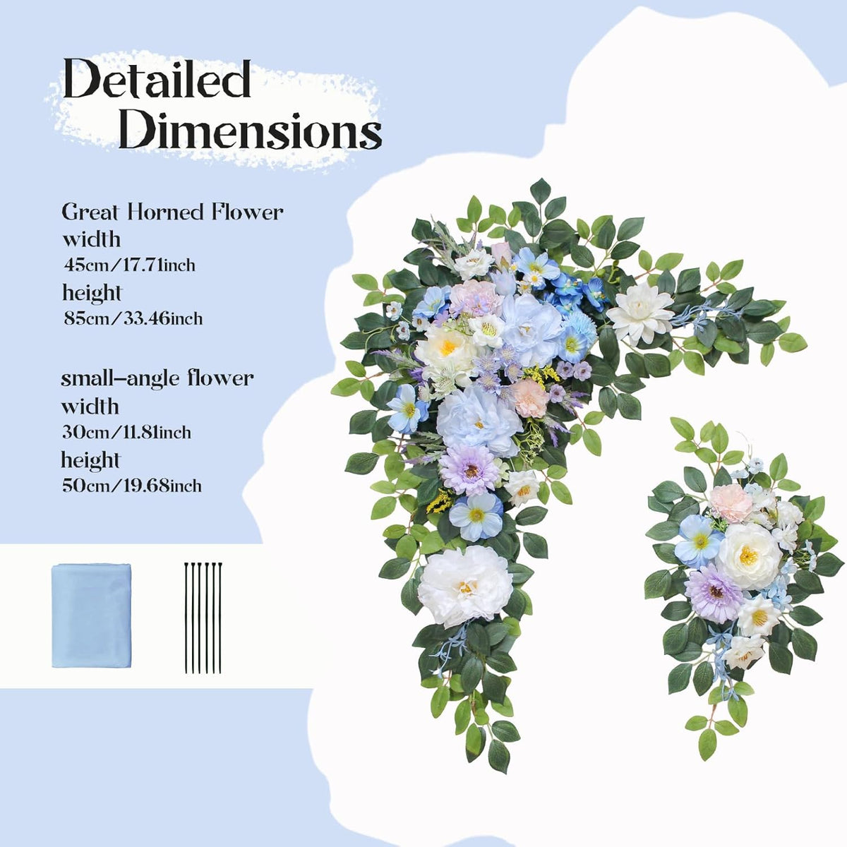 Wedding Arch Flowers Kit,Artificial Flower Arch Decor (Set of 3),2pcs Artificial Flower Arrangement