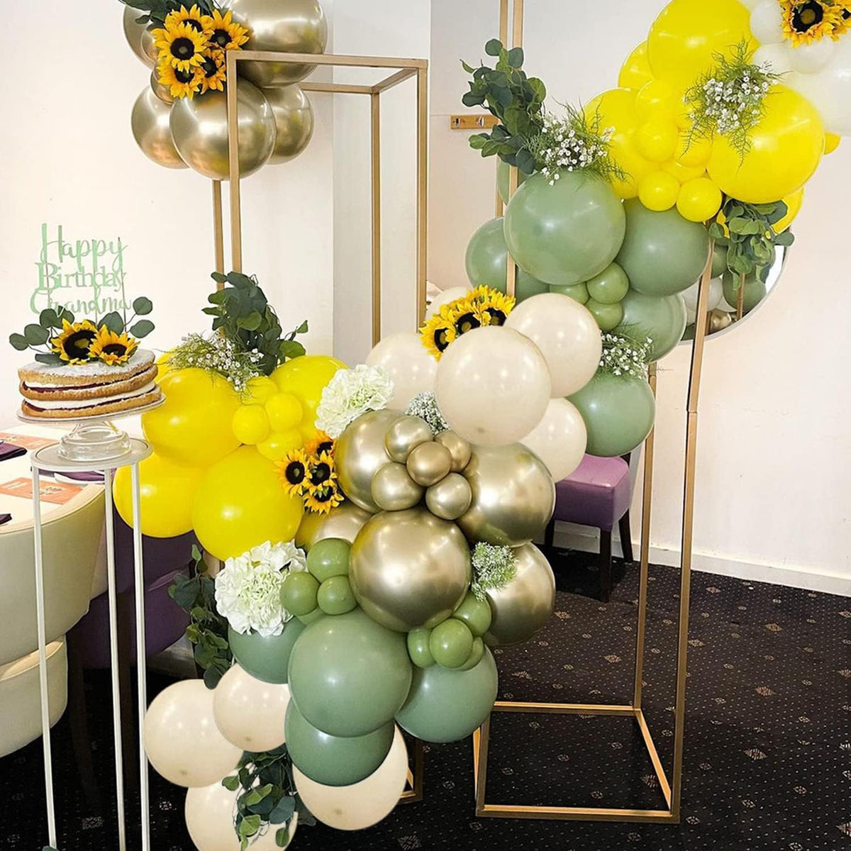 Sage Green Gold Confetti Balloons - 50 pcs Olive Green Blush Gold Metallic Latex Balloon for