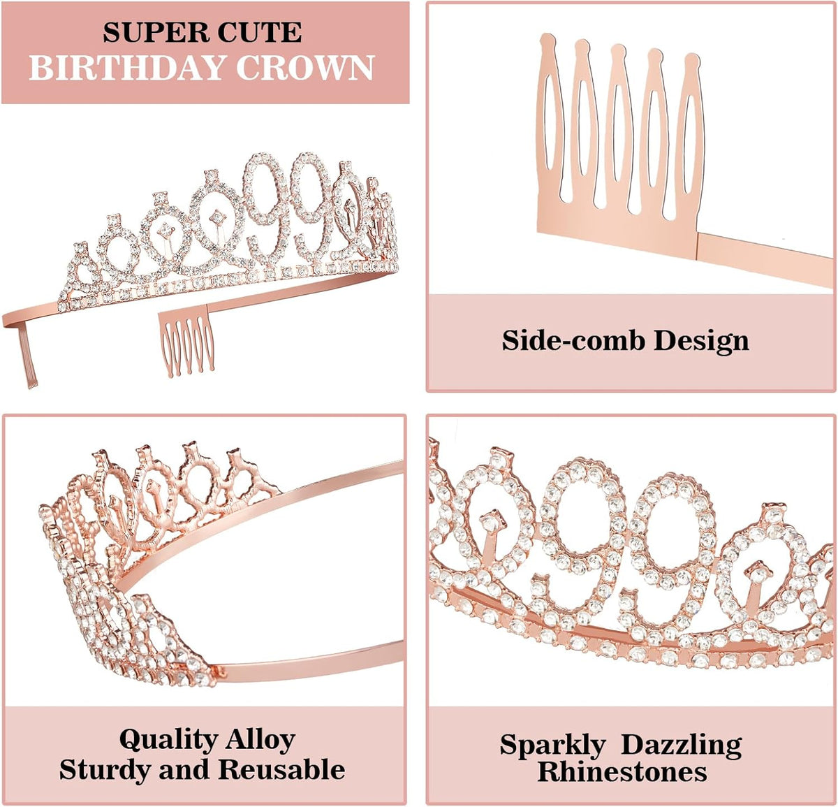 99th Birthday Decorations for Women Including Birthday Sash and Tiara, Candles and Cake Topper
