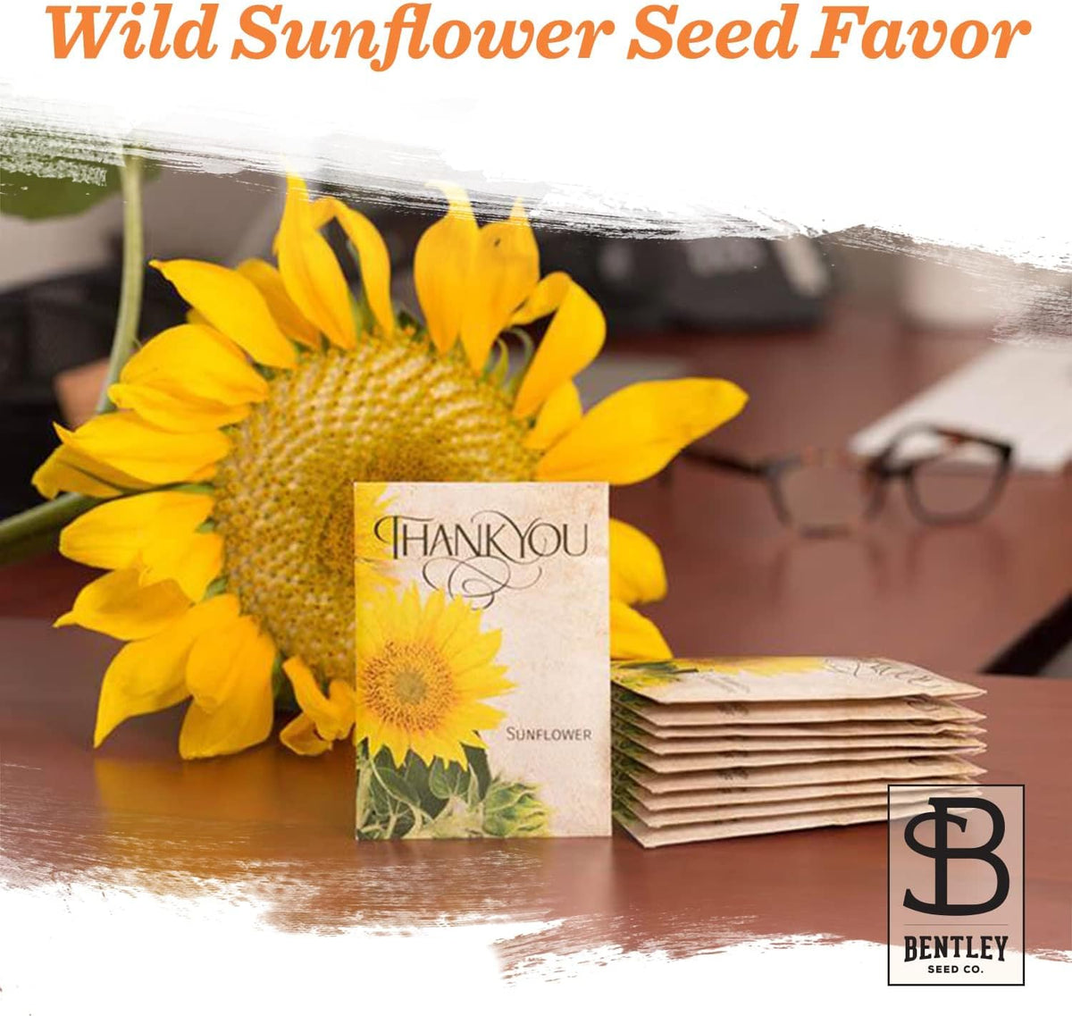 Bentley Thank You Packet - Sunflower Seeds - Pack of 25 - Perfect Eco-Friendly Thank You Gift - Non
