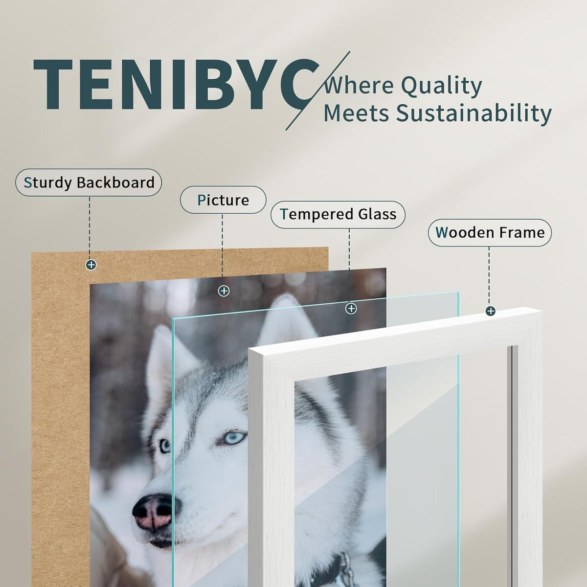 9x12 Frame 3 Pack - White Woodgrain, HD Tempered Glass, 9 x 12 Picture Frame for Photos, Tabletop