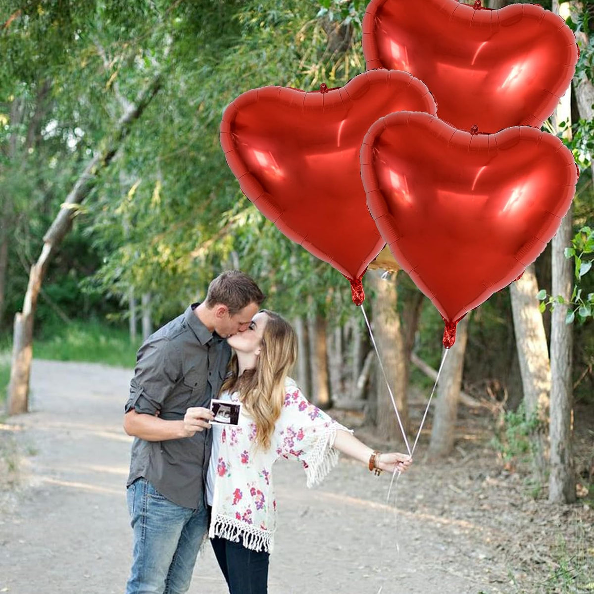 TONIFUL 6Pcs 32 Inch Red Heart Balloons Valentine’s Day Heart Shape Foil Mylar Balloons Decoration