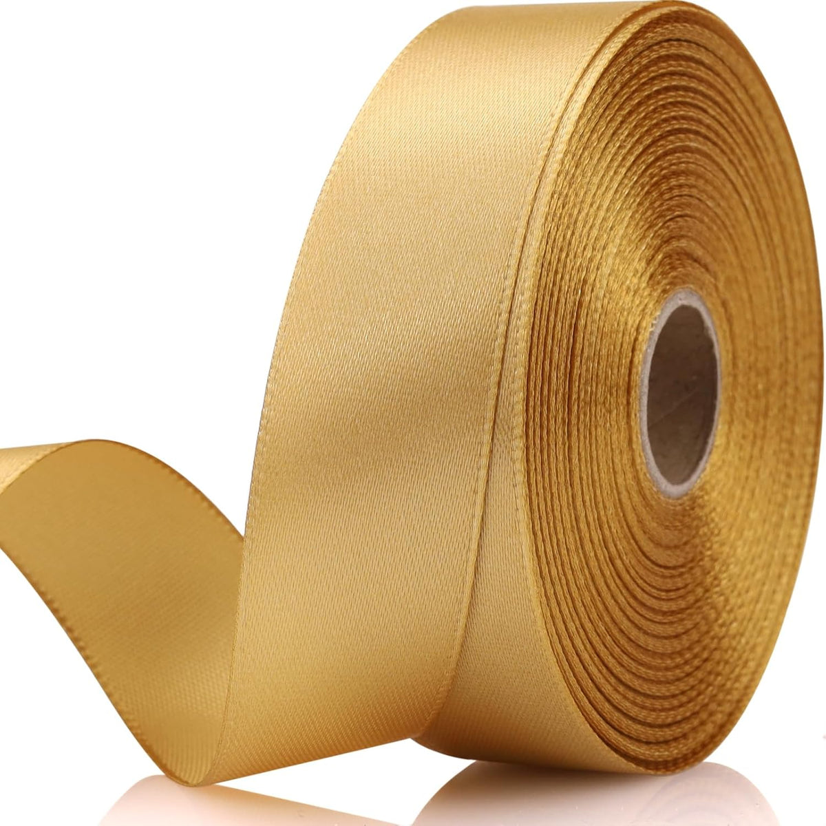 Champagne Gold Ribbon 7/8 Inch 30 Yards Satin Craft Ribbon-Single Face Polyester Ribbon for