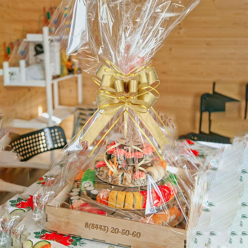 WEWILUCK Bows for Gift Wrapping, 15PCS Gold Bows for Gifts, Presents, Gift Baskets, Large Bow for