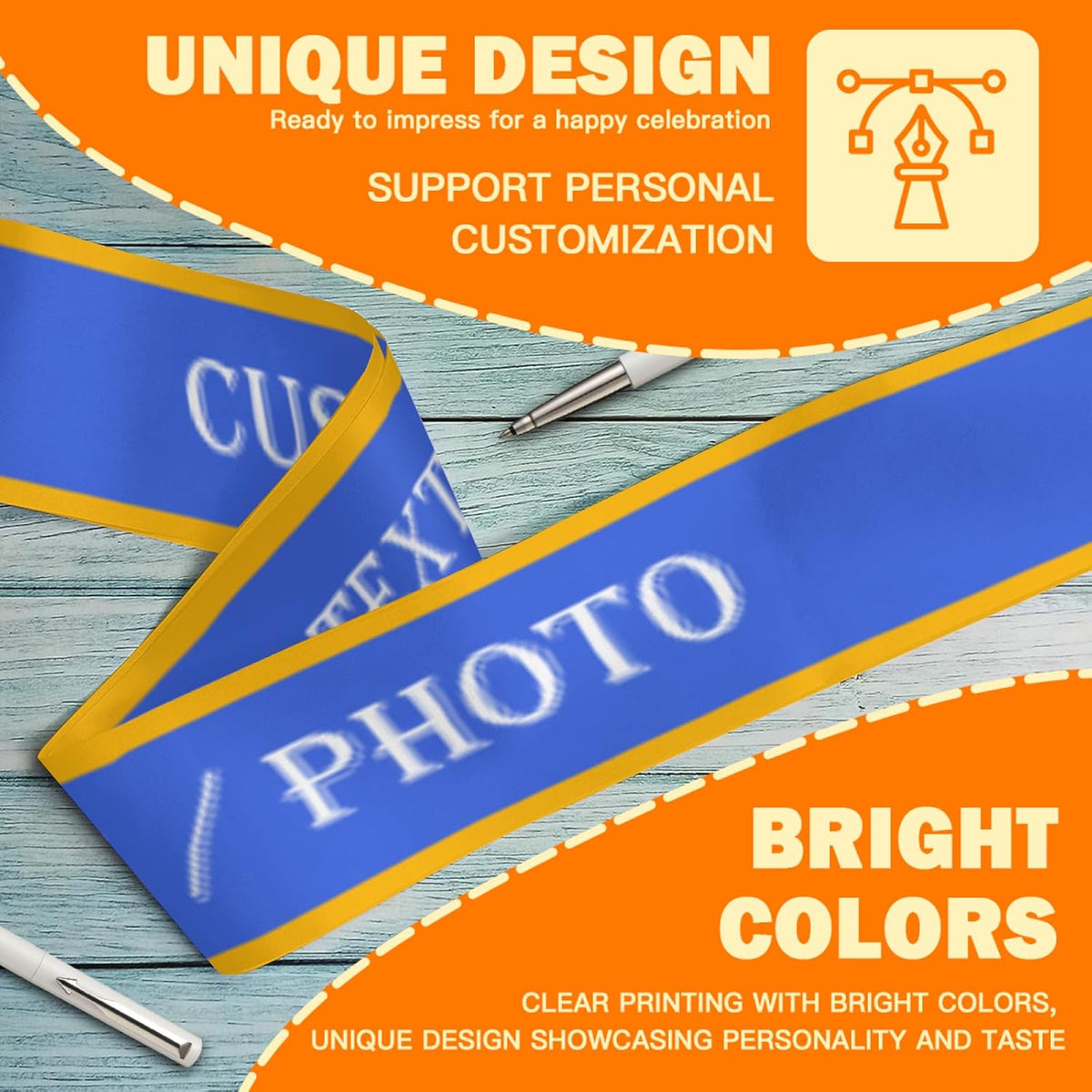 Custom Sash,Personalized Birthday Sash with Text Photo,Customized Bachelorette Sash Quote Sash
