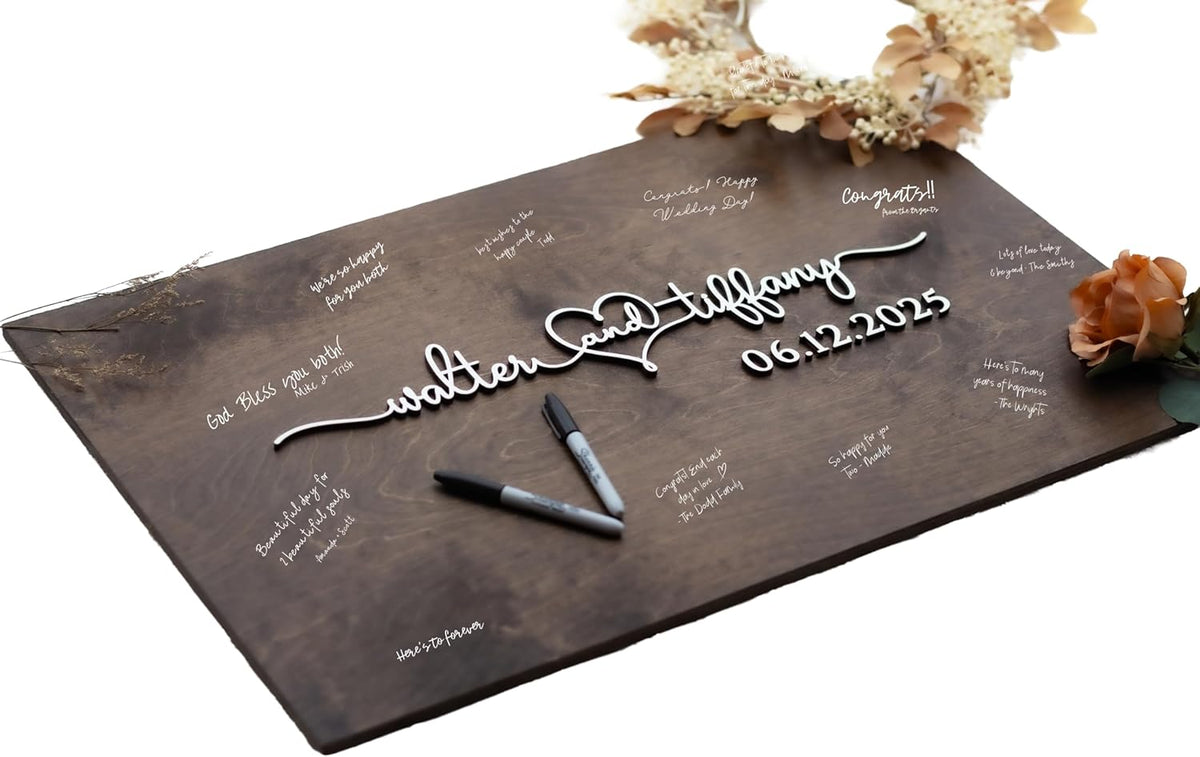 Personalized Last Name Guest Book, Unique Guest Book Sign, Custom Alternative Guest Book, Wooden