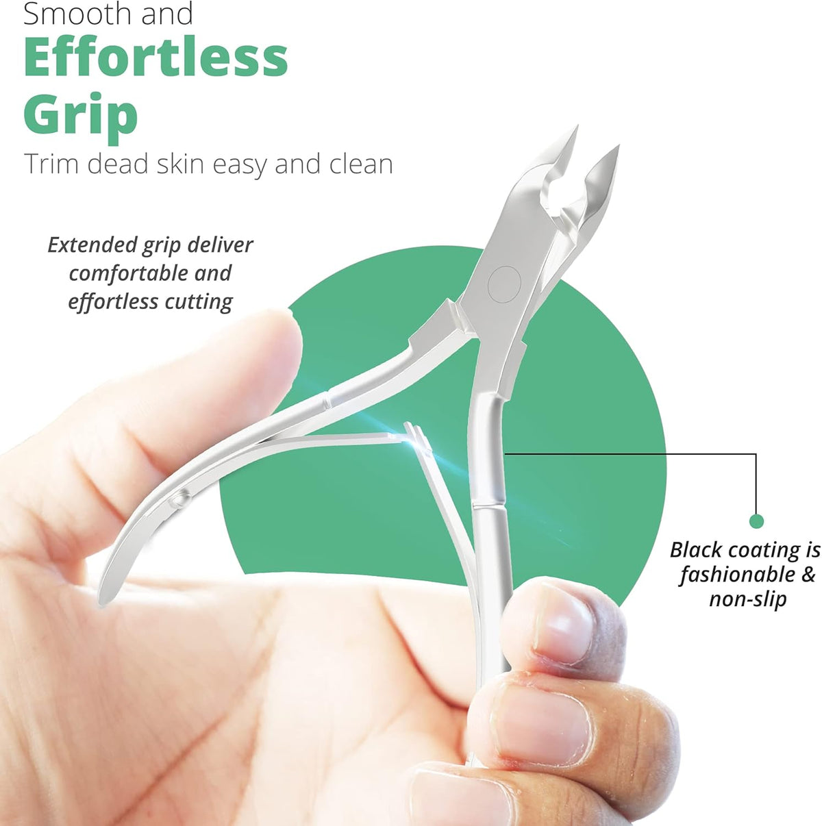 Professional Cuticle Trimmer with Cuticle Pusher Nail Cuticle Remover Nipper Silver Stainless Steel