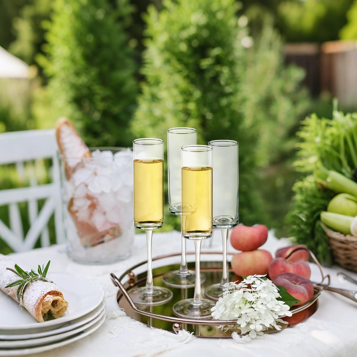 24 Pieces Clear Champagne Flutes 6 OZ Straight Sided Wine Glasses Champagne Long Stem Drinking