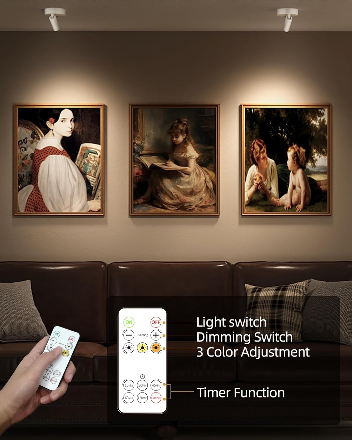 EZVALO Spot Lights Indoor,5500mAh Rechargeable Picture Lights with Remote,Wireless Mini Art Accent