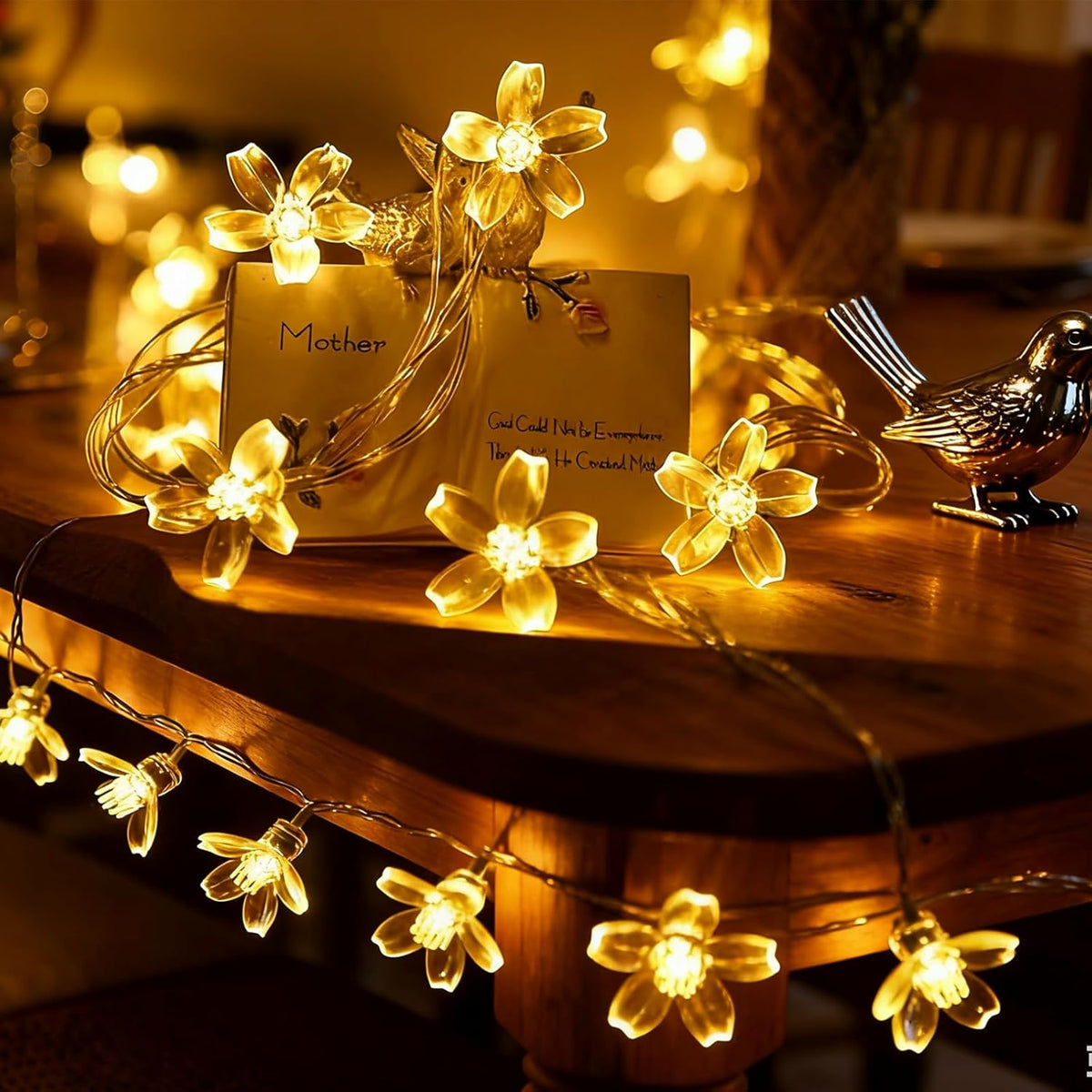 Fairy Flower String Lights Indoor Decorations, 33ft 100 LED Plug in Warm White Decorative Cute