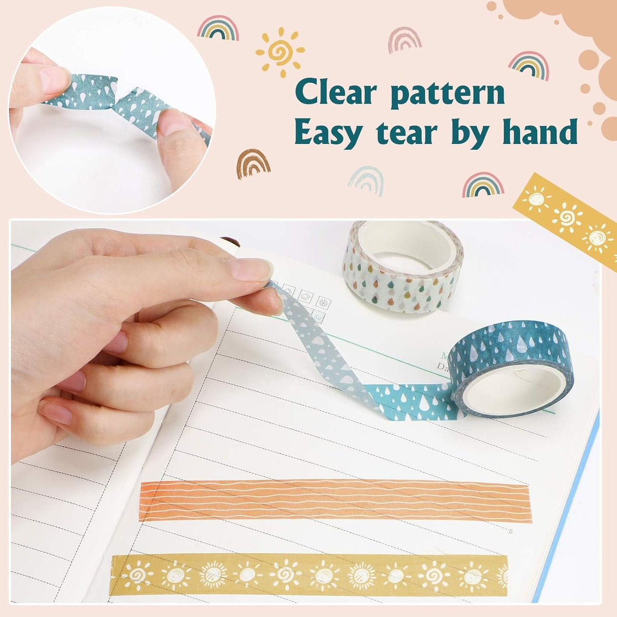 TaoBary 33 Rolls Holiday Plaid Washi Tape, 15 mm Seasonal Washi Tape Set Bohemian Colorful Vintage