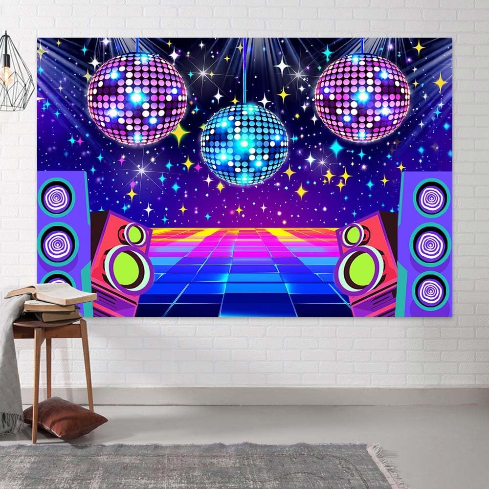 Dance Party Backdrop Retro 70s 80s 90s Theme Glitter Stage Dance Ball Background Disco Party