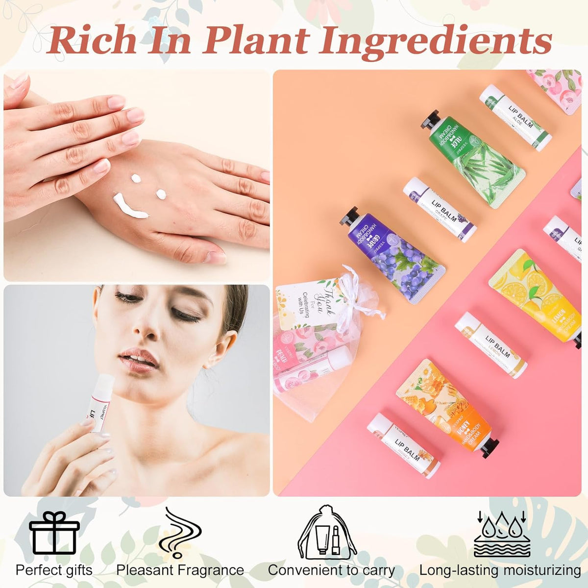 30 Sets Bulk Hand Lotion and Bulk Lip Balm Gifts, Bridal Shower Favors, Bridesmaid Gifts and