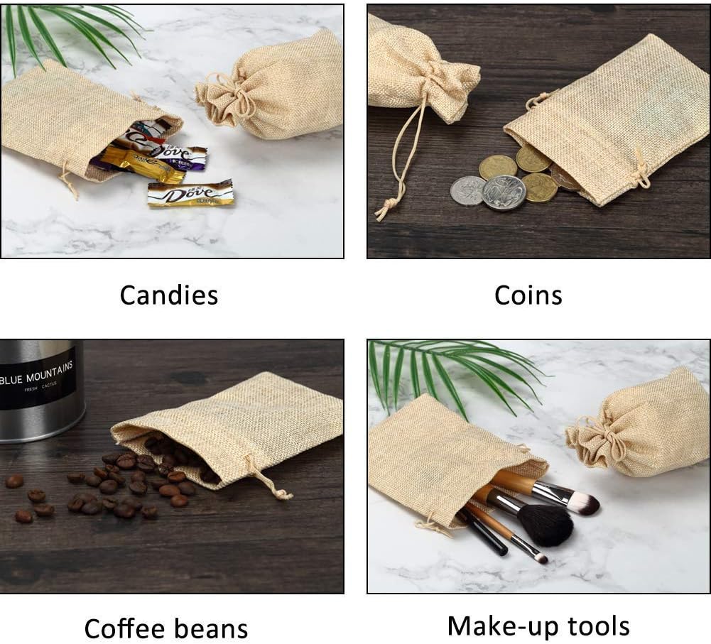 20Pcs Drawstring Burlap Bags, Jute Sacks Jewelry Candy Pouch Christmas Wedding Party Favor Gift