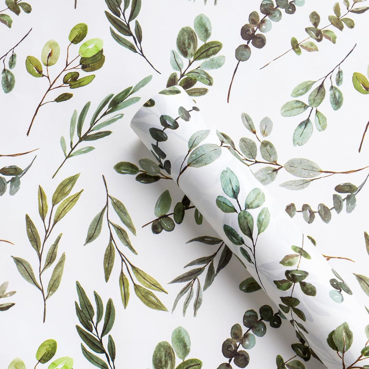 WRAPAHOLIC Kraft Wrapping Paper - Mini Roll - 17 Inch x 16.5 Feet - Eucalyptus Leaves Wrapping