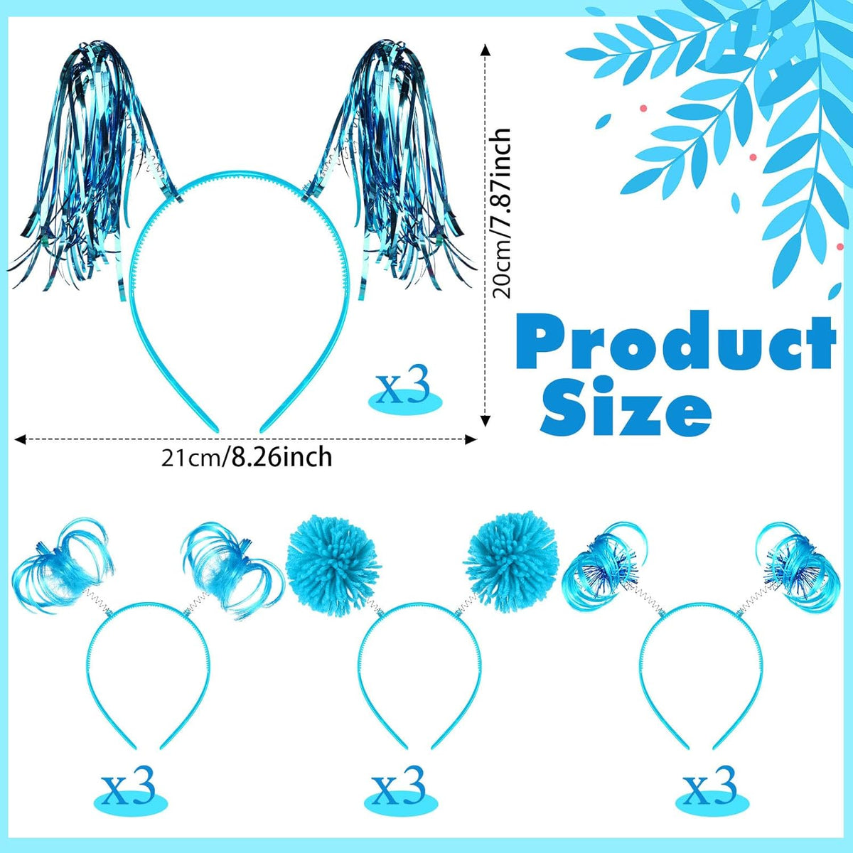 Censen 12 Pcs Halloween Pom Pom Party Headbands Tinsel Ponytails Spirit Head Bopper Headwear for