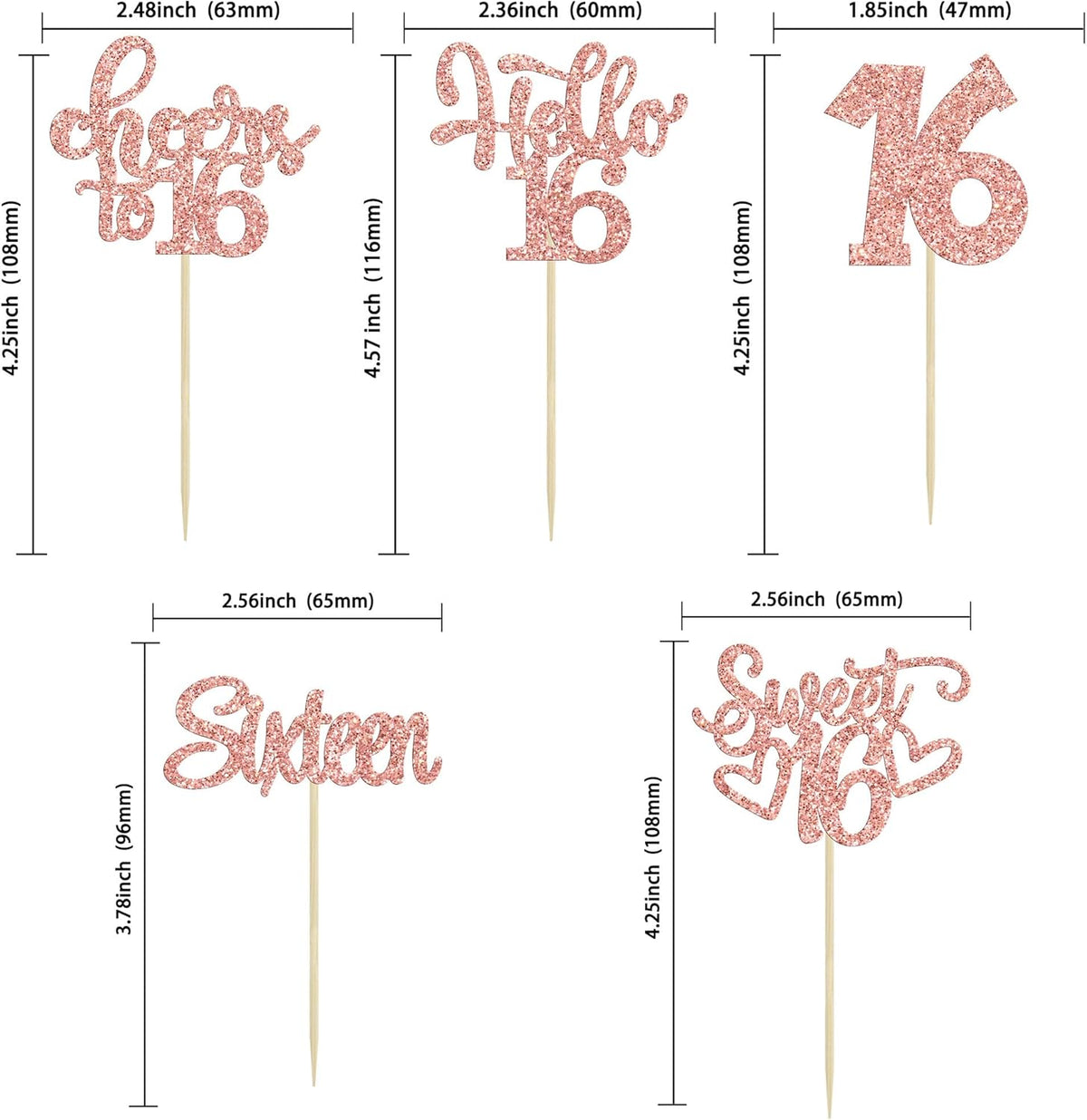 30pcs 16th Birthday Cupcake Toppers - Sixteen Happy Cupcake Picks, Cheers to Sweet 16 Cake