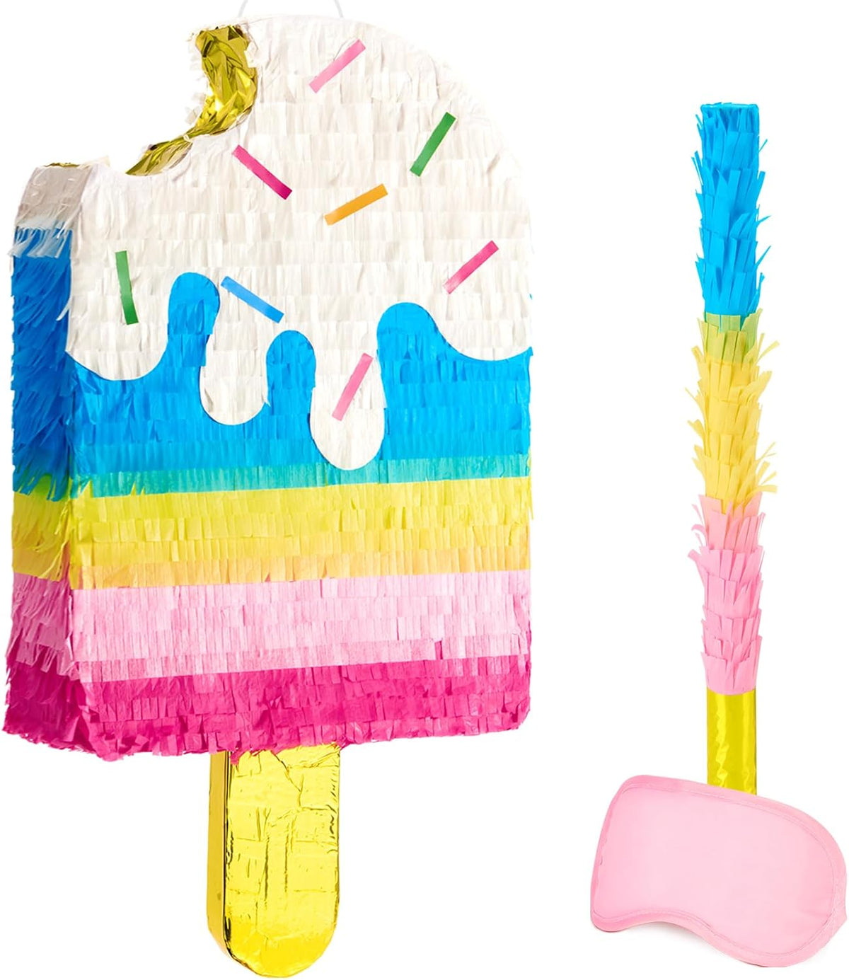 WERNNSAI Ice Cream Piñata - Sweet Summer Birthday Party Decorations Kids Colorful Popsicle Pinata