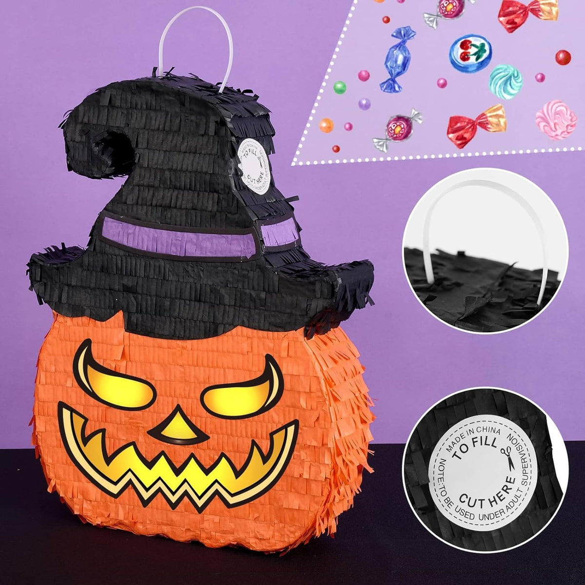 WERNNSAI Halloween Pumpkin Piñata - Wicked Pumpkin Pinata Halloween Jack O Lantern decorations for