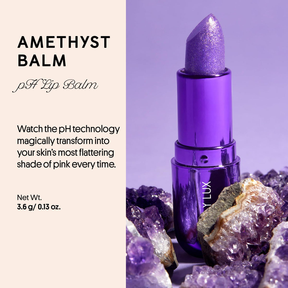 Winky Lux Amethyst Glimmer Balm – Nourishing pH Lip Balm with Color Changing Tint, Hydrating