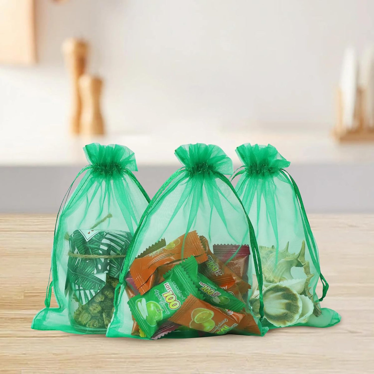 Wudygirl 100PCS 5X7 Inch Sheer Organza Bags with Drawstring - Favor Bags for Jewelry, Wedding