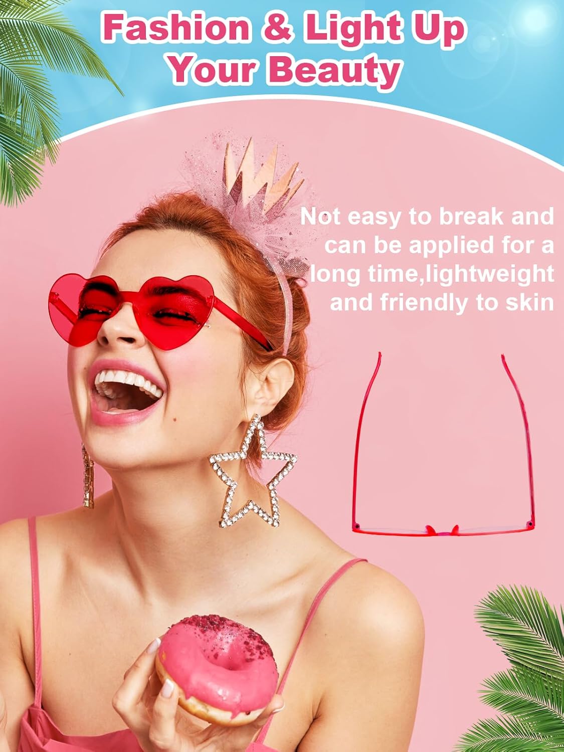 12 Pairs Heart Shaped Sunglasses for Women Colorful Glasses Fun Trendy Transparent Heart Sunglasses