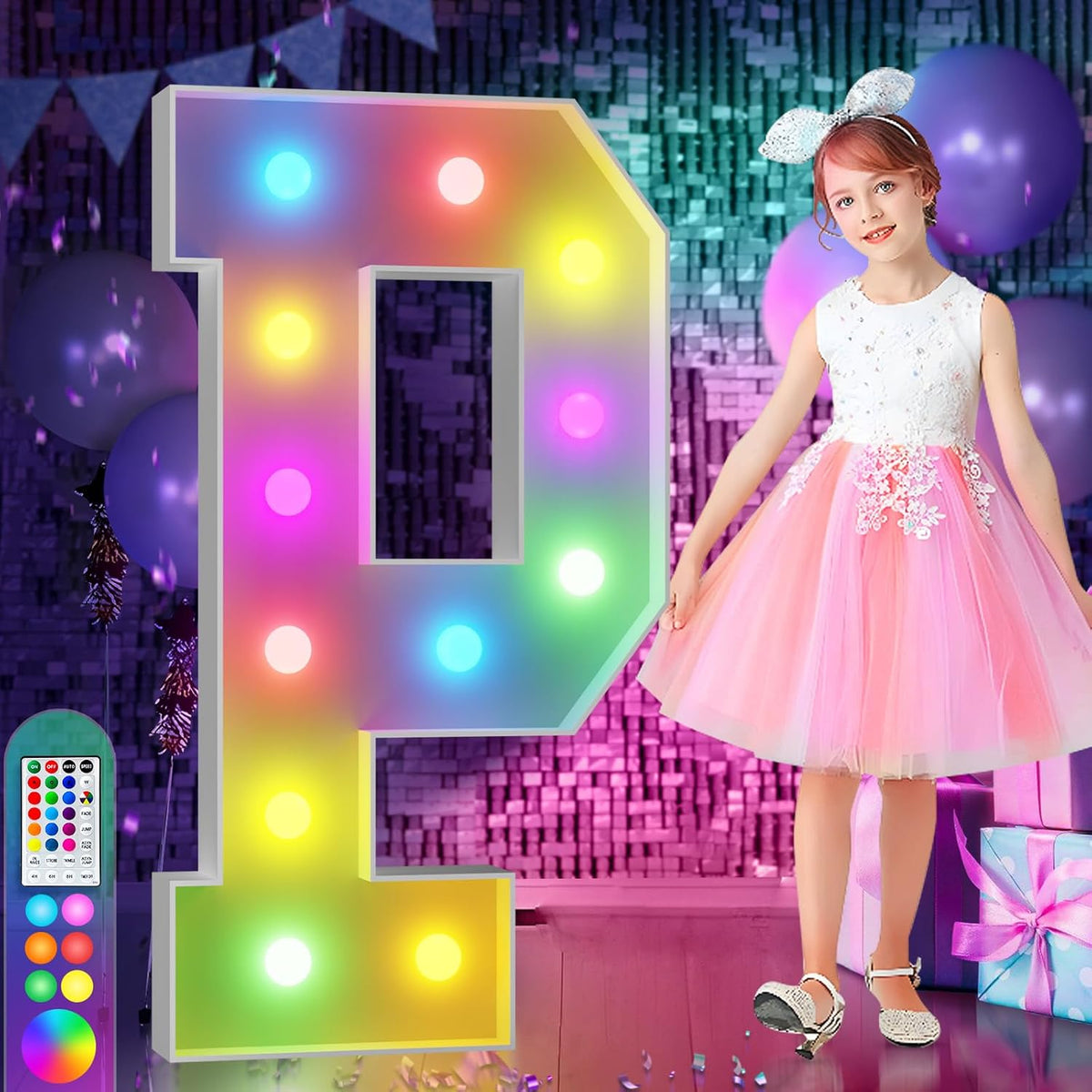 imprsv 4FT Colorful Marquee Light Up Letters P, 18 Colors Light Up Letters Alphabet Sign with