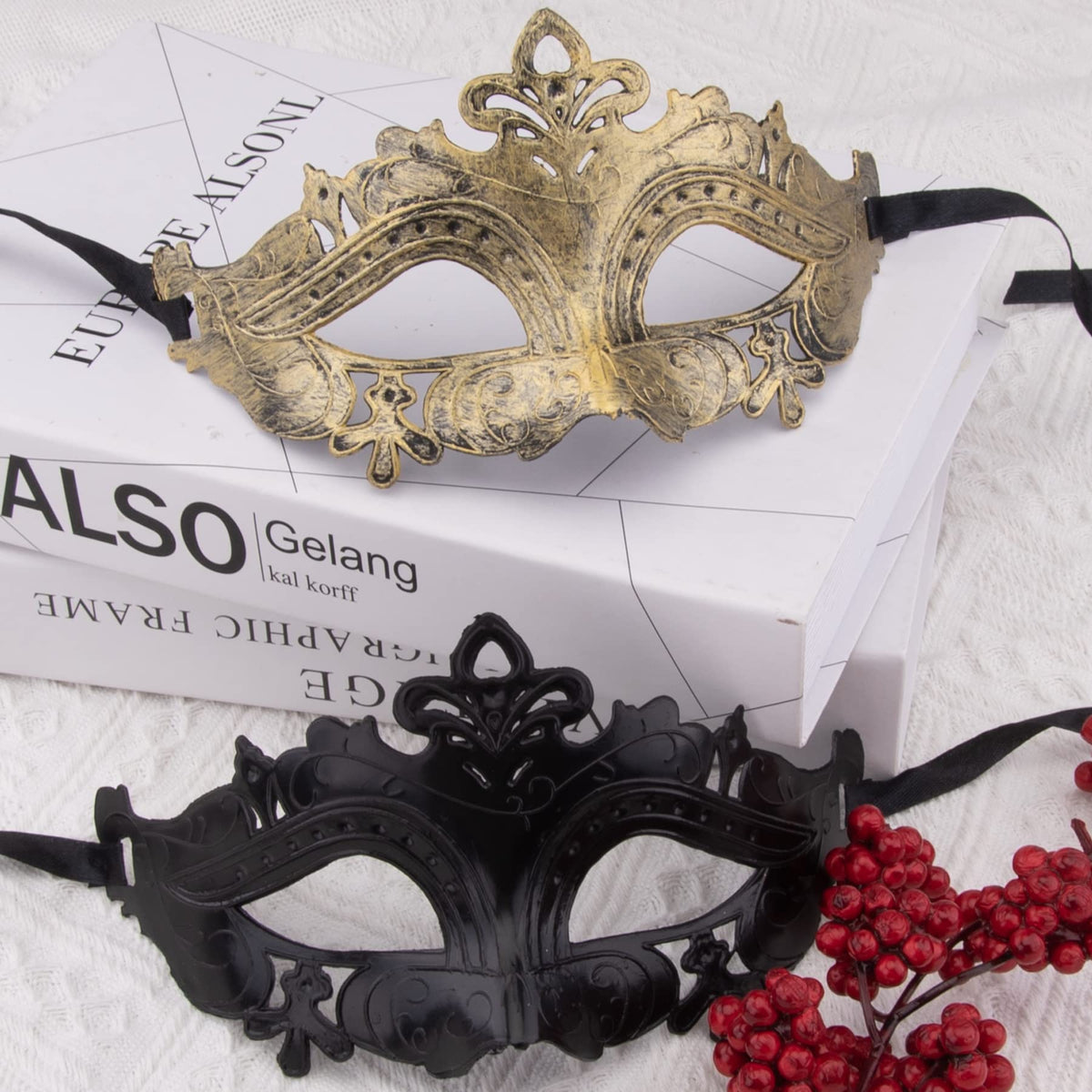 FEQO 16 Pieces Masquerade Masks Venetian Vintage Antique Masks