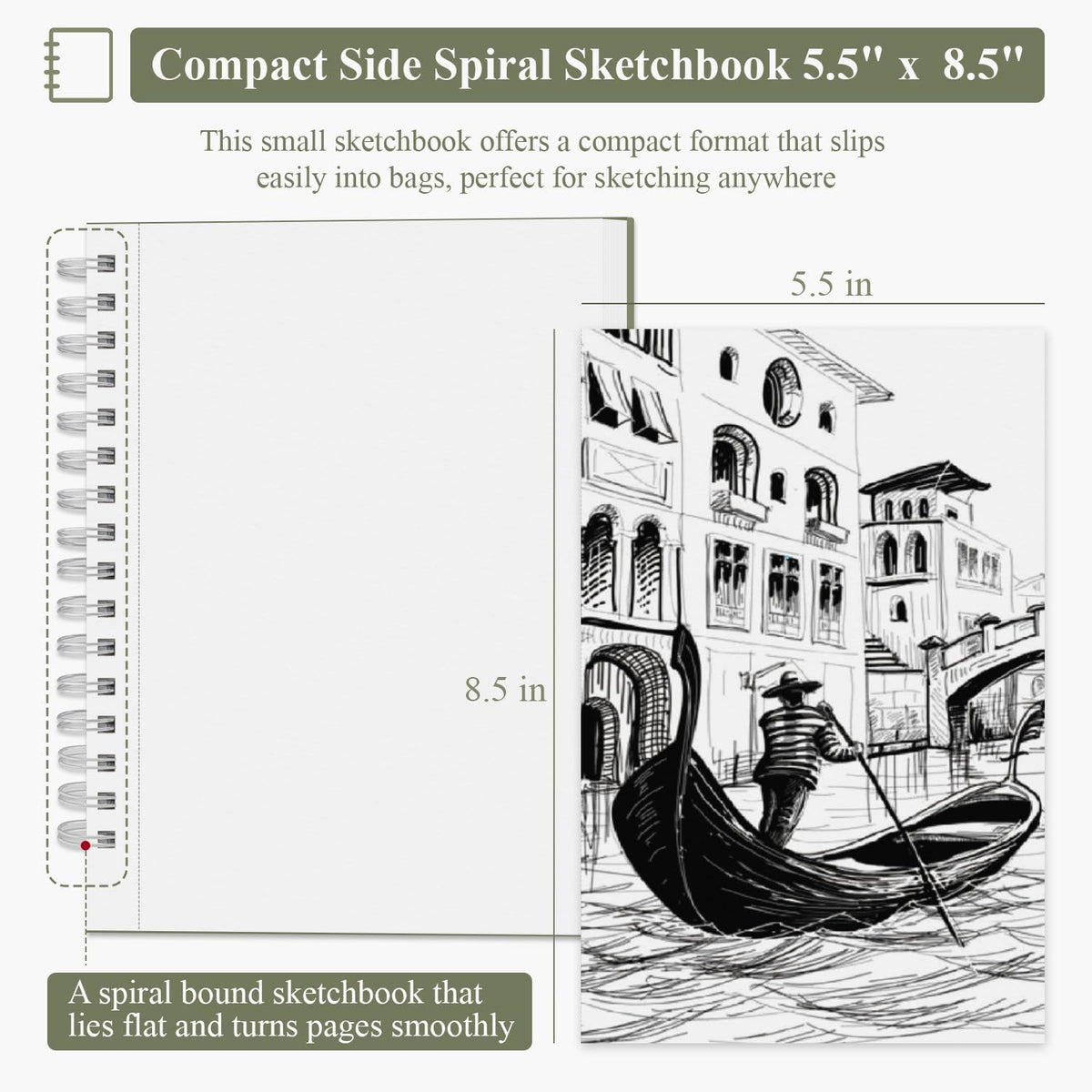 SuFly Small Sketch Book 5.5"x8.5", 2-Pack Mini Sketchbook, Spiral Bound Sketchbook Hardcover with