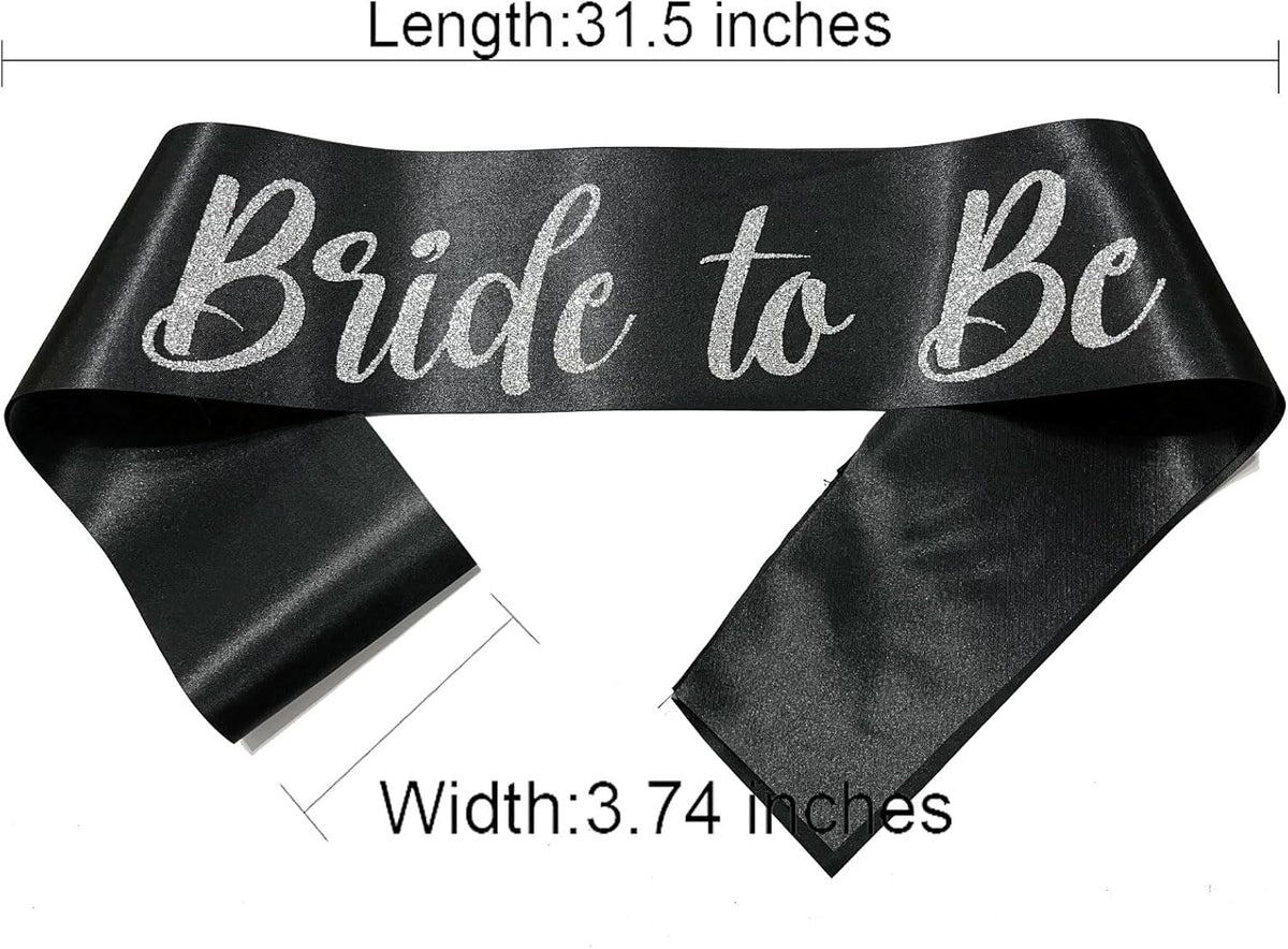 Silver and Black Bride Sash, Bride Sash Bachelorette Party Bridal Shower Sashes Bachelor
