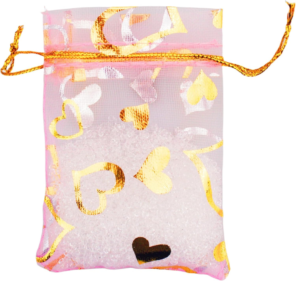 100 Pack 2.8 x 3.5 Inch Flower Heart Organza Jewelry Gift Pouch Candy Pouch Drawstring Wedding