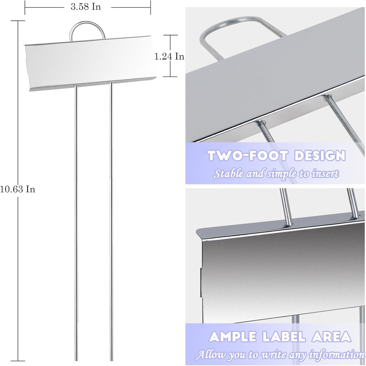 FORUP Metal Plant Labels, 50 Pack Garden Label Markers, Weatherproof Garden Stake Tags, Reusable
