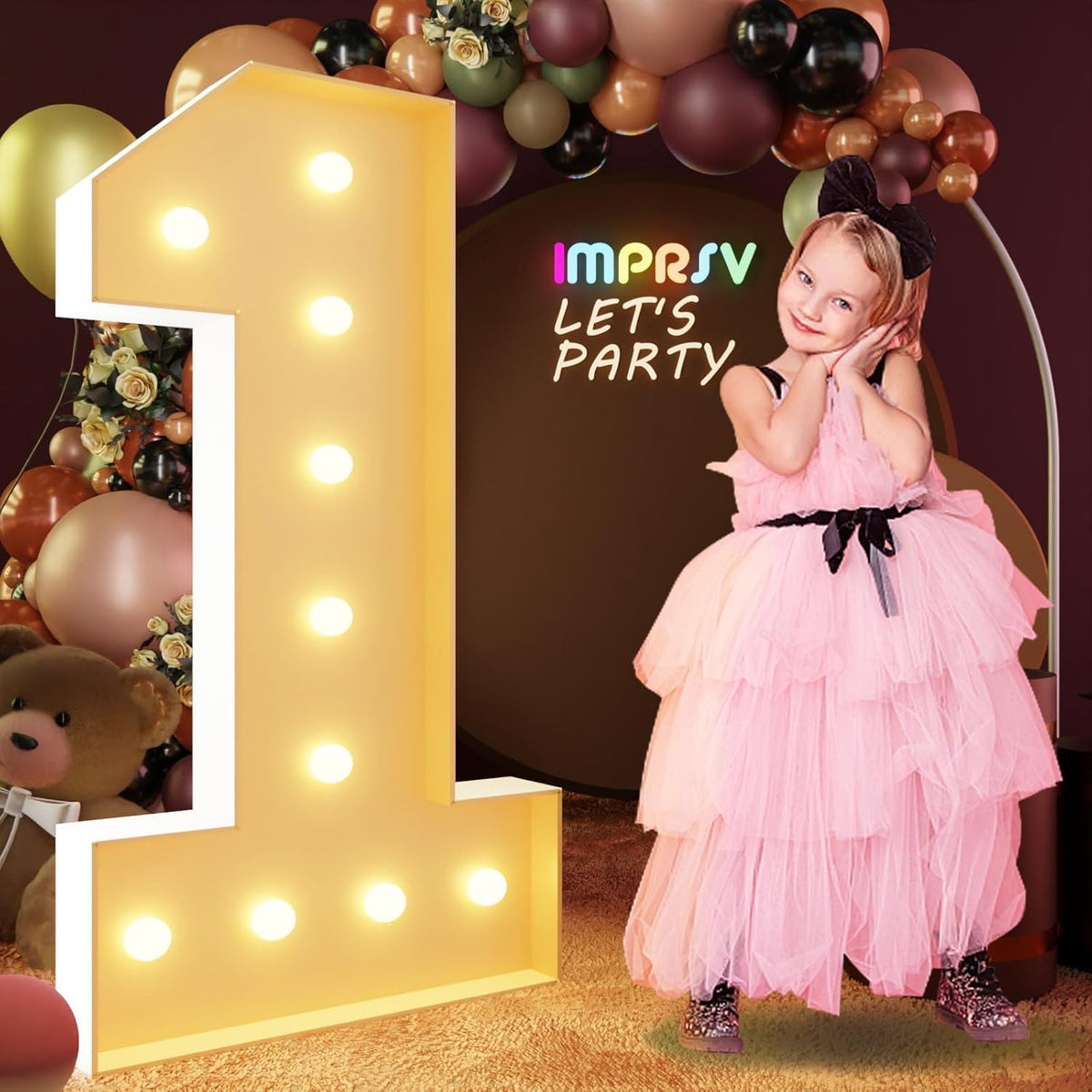 imprsv 4FT Marquee Numbers, Light Up Numbers for 1st 21st Birthday Decorations, light up letters