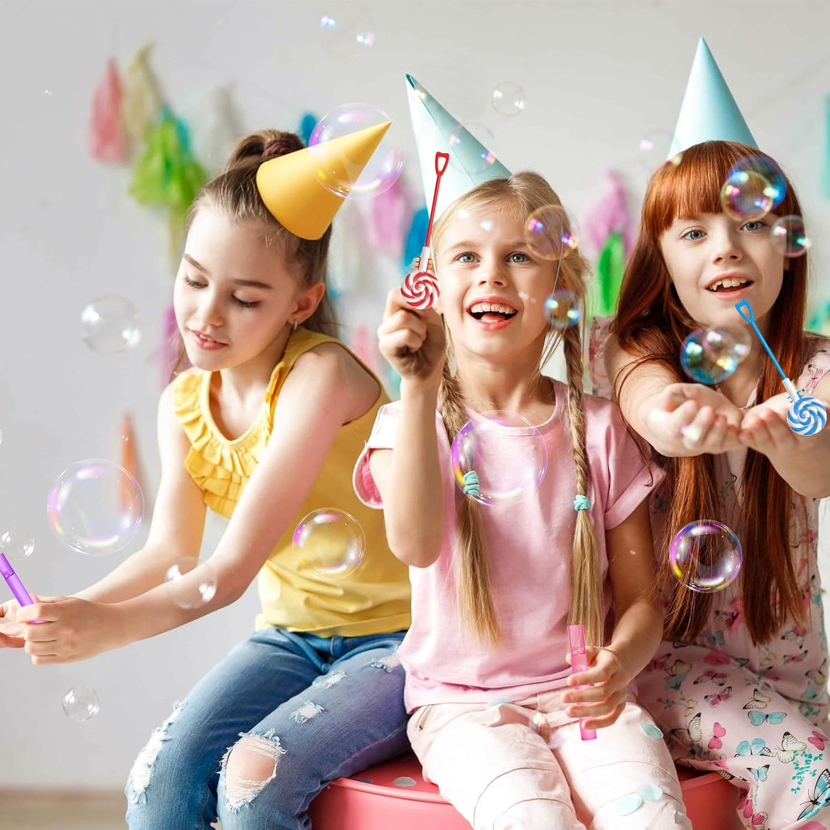AFZMON 24 Candyland Party Favors Bubble Wands for Kids, Sweet Candy Mini Bubbles Wand Toys