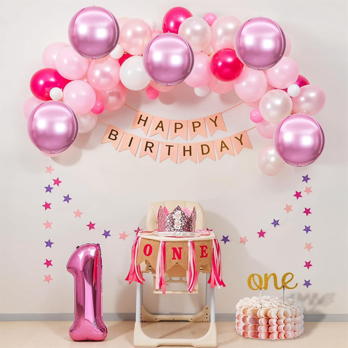 6Pcs Pink Round Foil Balloons,Giant 4D Round Ball Balloons,22 Inch Metallic Pink Balloon for
