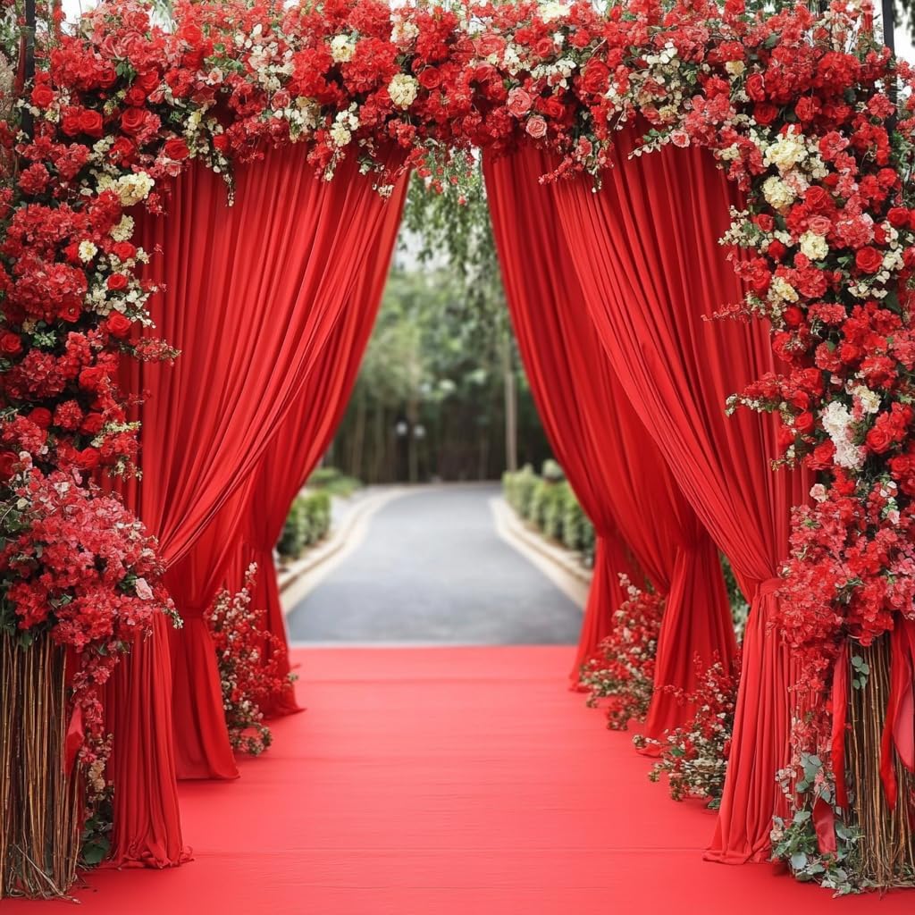 10ft x 10ft Red Backdrop Curtains for Party Wedding Wrinkle Free Red Photo Curtains Backdrop Drapes