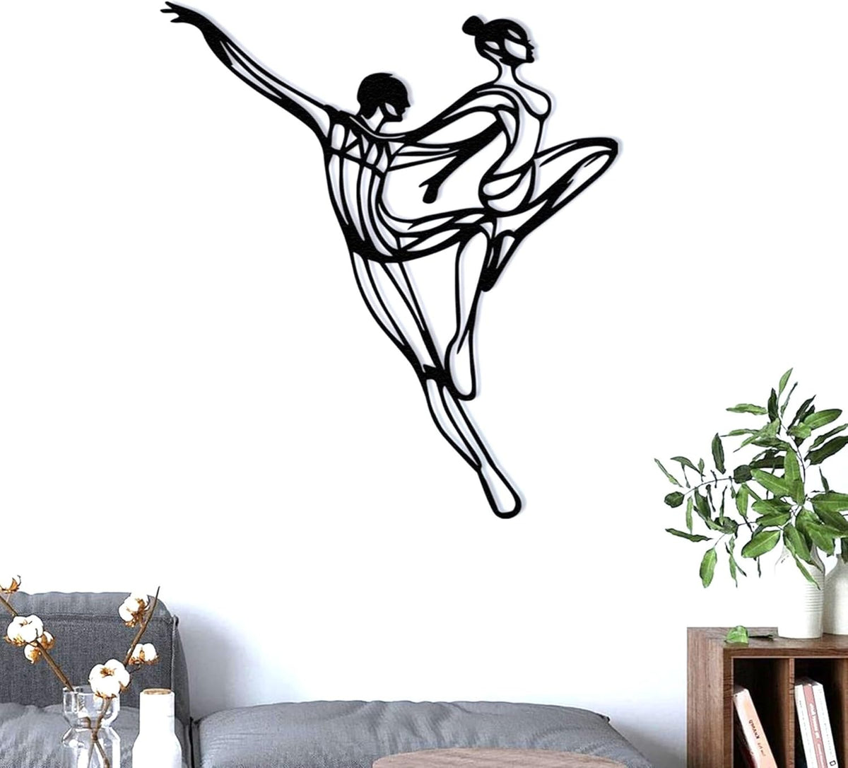 Wita Home Dancing Couple Metal Wall Art, Modern Minimalist Line Art Sculpture, Over the Bed Home