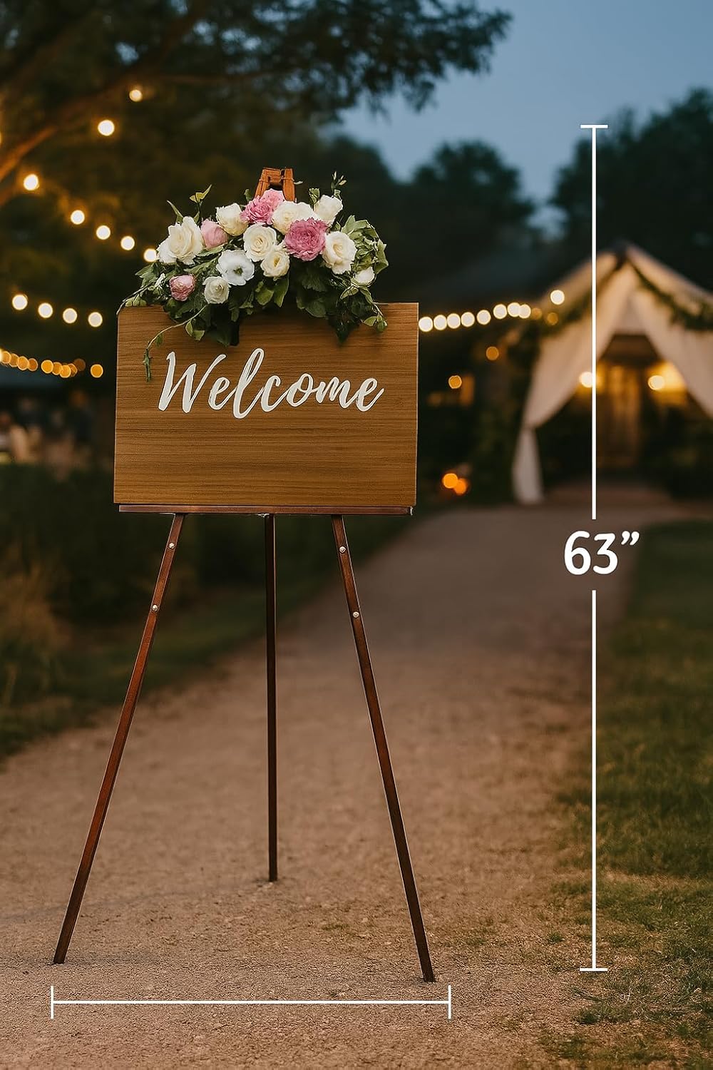 Conda 63" Wooden Tripod Artist Display Easel with Tray, A-Frame Adjustable Easel Stand for Wedding