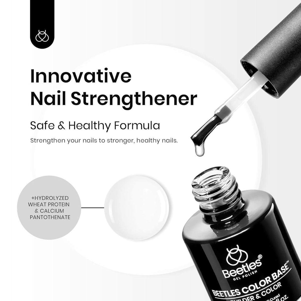Beetles Gel Top Coat & Clear Rubber Base Gel Polish Set, 2Pcs 15ml Top Coat Nail Polish and Clear